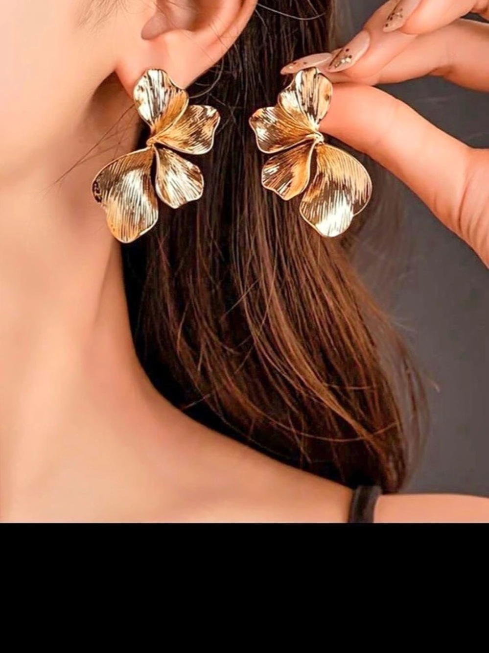Gold Floral Statement Earrings New with tags